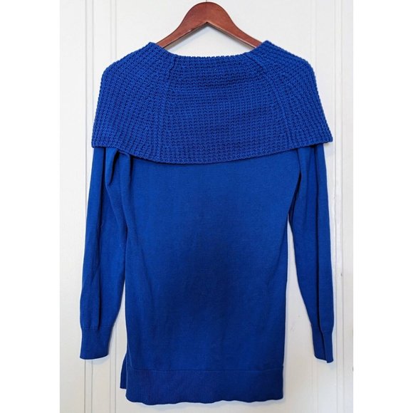Michael Kors Women's Small Cowl Neck Sweater Blue Waffle Knit - Picture 2 of 3